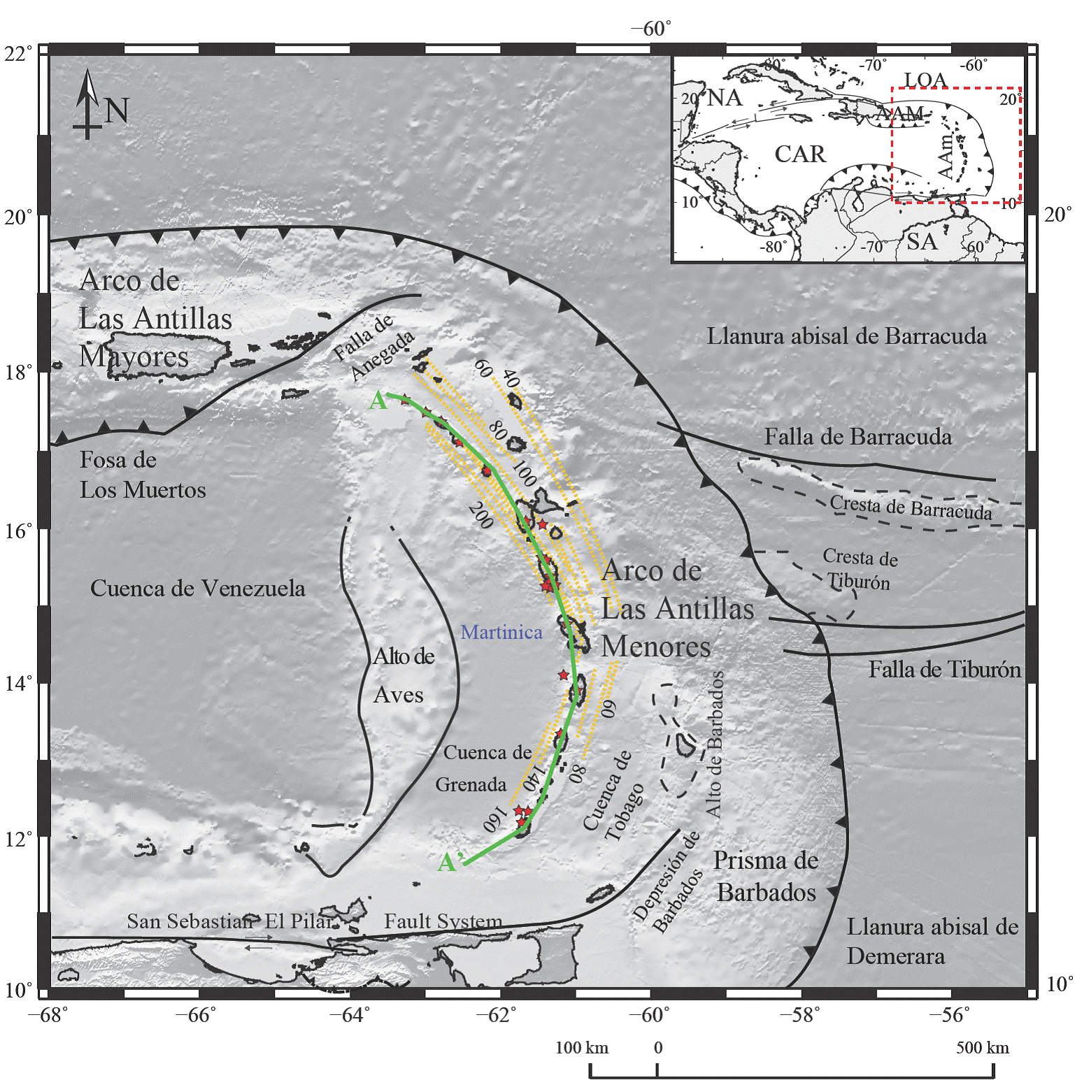 La Estructura Cortical Del Arco De Las Antillas Menores Estimada A