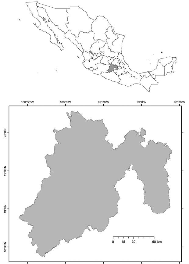 
							Ubicación geográfica del Estado de México.
						