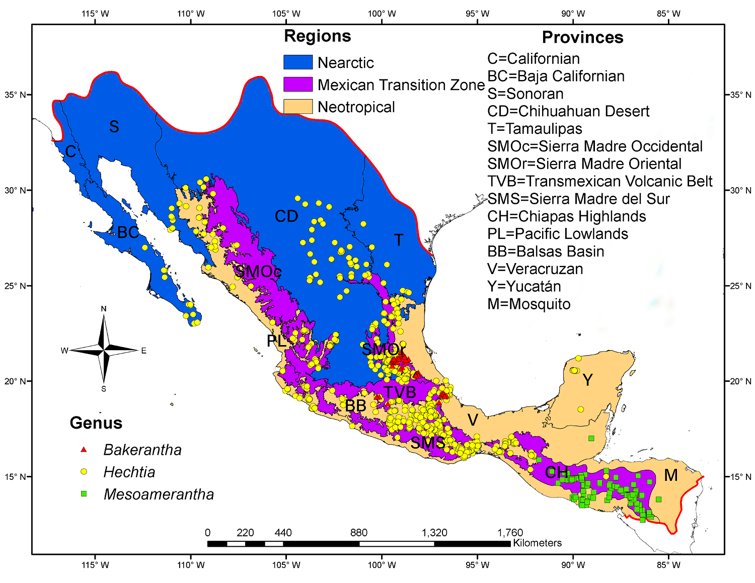 Spatial phylogenetics in Hechtioideae (Bromeliaceae) reveals recent ...